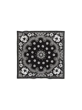 Bandana en coton à motif paisley « Cotton Wreath » noir