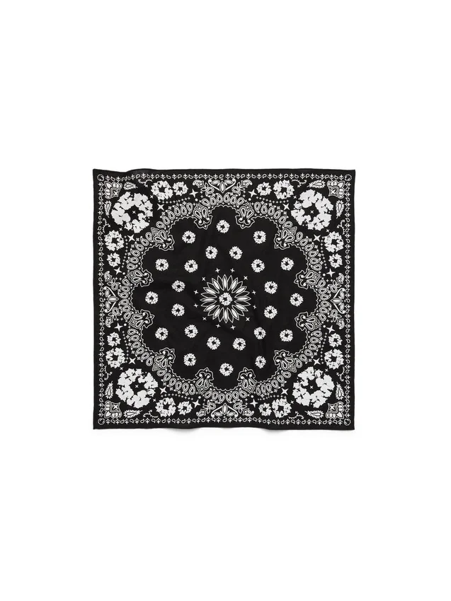 Bandana en coton à motif paisley « Cotton Wreath » noir