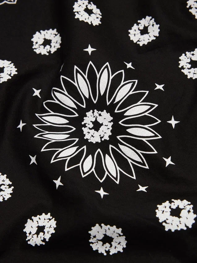 Bandana en coton à motif paisley « Cotton Wreath » noir