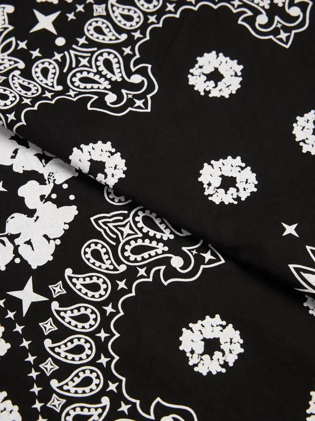 Bandana en coton à motif paisley « Cotton Wreath » noir