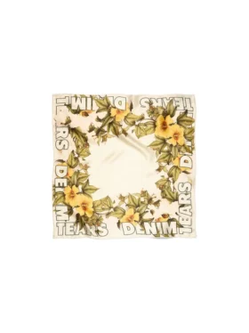 Bandana en soie à motifs floraux, couleur crème