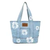 Cabas en denim délavé clair « Cotton Wreath »