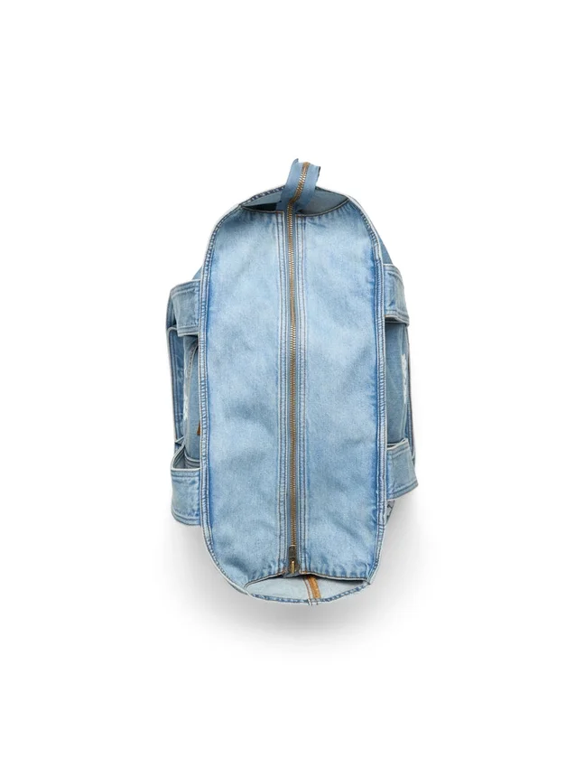 Cabas en denim délavé clair « Cotton Wreath »
