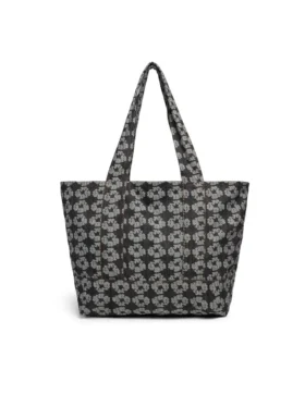 Cabas en denim jacquard « Wreaths », délavage foncé