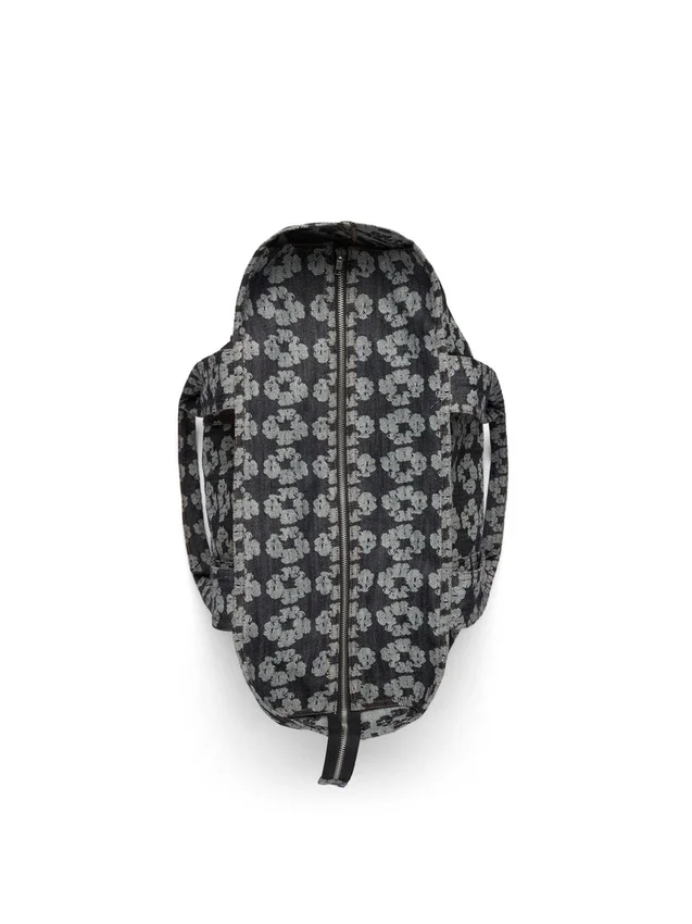 Cabas en denim jacquard « Wreaths », délavage foncé