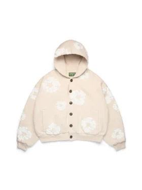 Cardigan à capuche « Cotton Wreath » couleur avoine