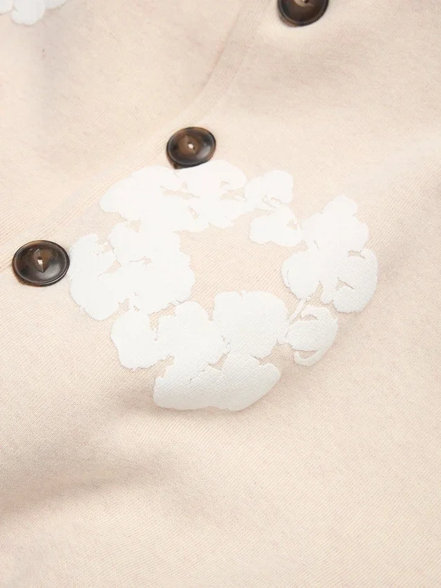 Cardigan à capuche « Cotton Wreath » couleur avoine
