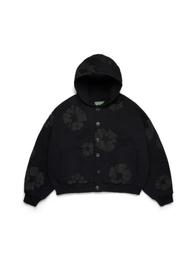Cardigan à capuche « Cotton Wreath » noir
