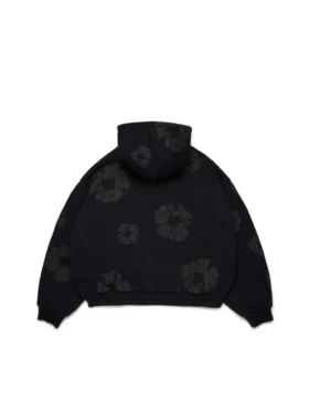 Cardigan à capuche « Cotton Wreath » noir