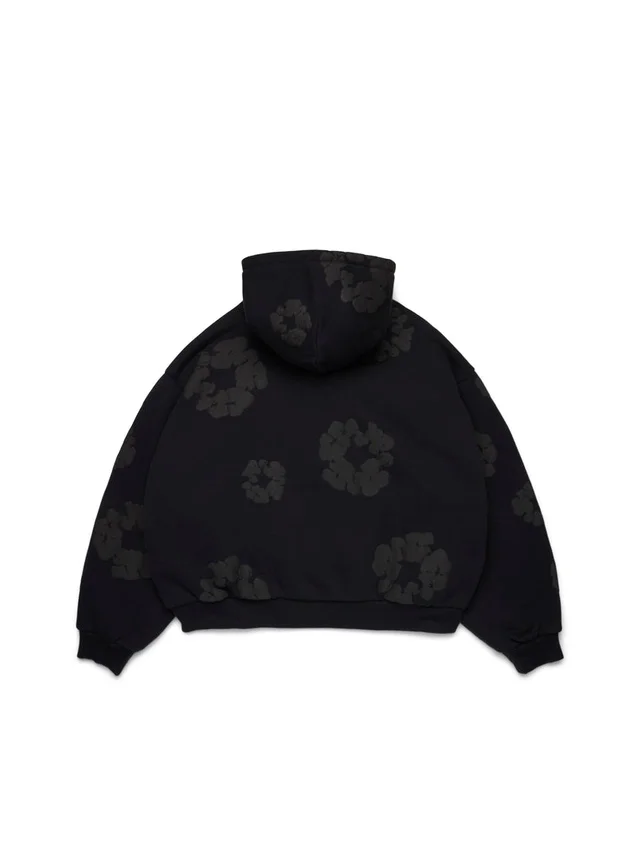 Cardigan à capuche « Cotton Wreath » noir