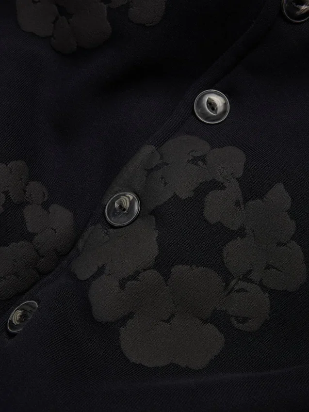 Cardigan à capuche « Cotton Wreath » noir