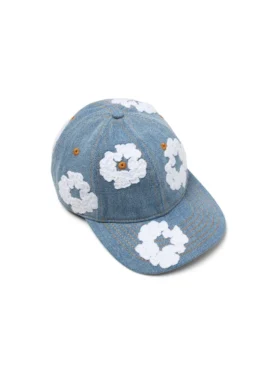 Casquette en Denim brut « Cotton Wreath » délavage clair