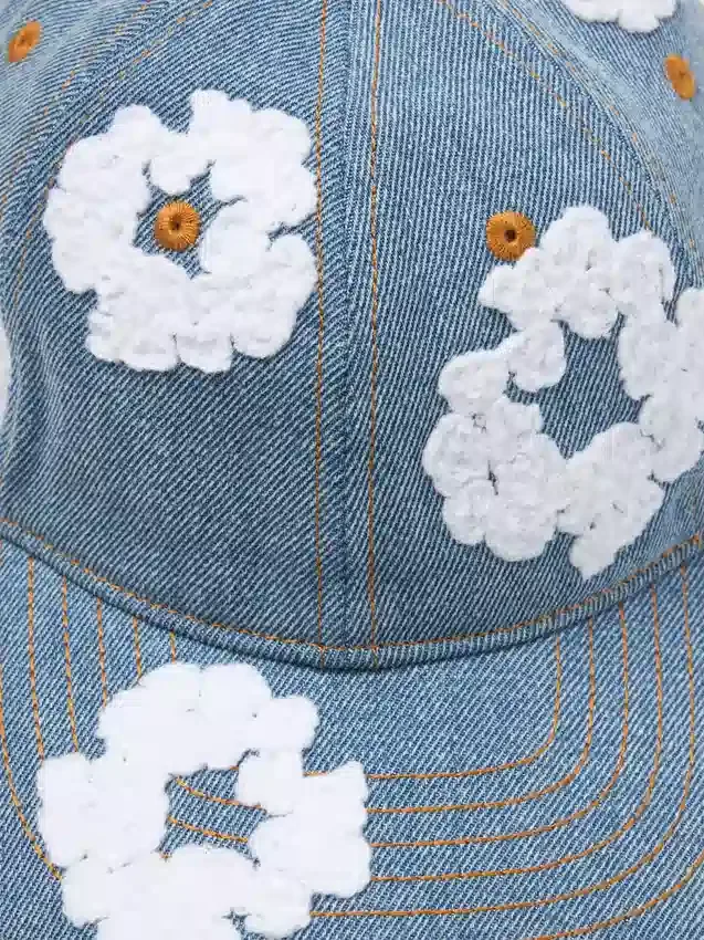 Casquette en Denim brut « Cotton Wreath » délavage clair