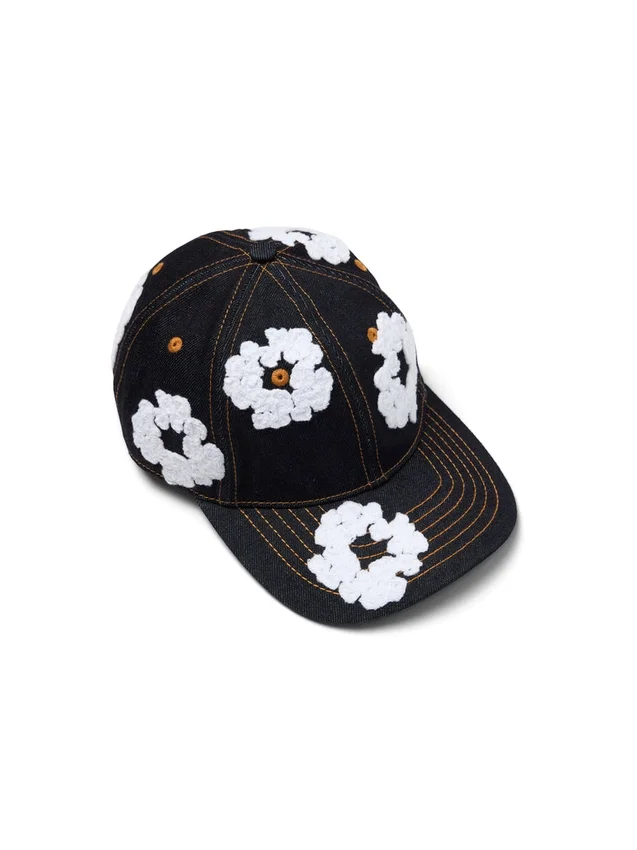Casquette en Denim brut « Cotton Wreath » – Indigo délavé