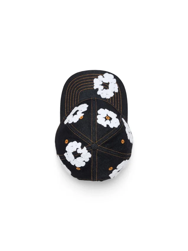 Casquette en Denim brut « Cotton Wreath » – Indigo délavé
