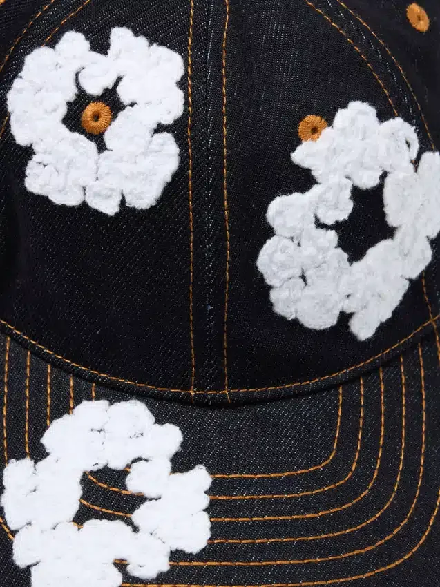 Casquette en Denim brut « Cotton Wreath » – Indigo délavé