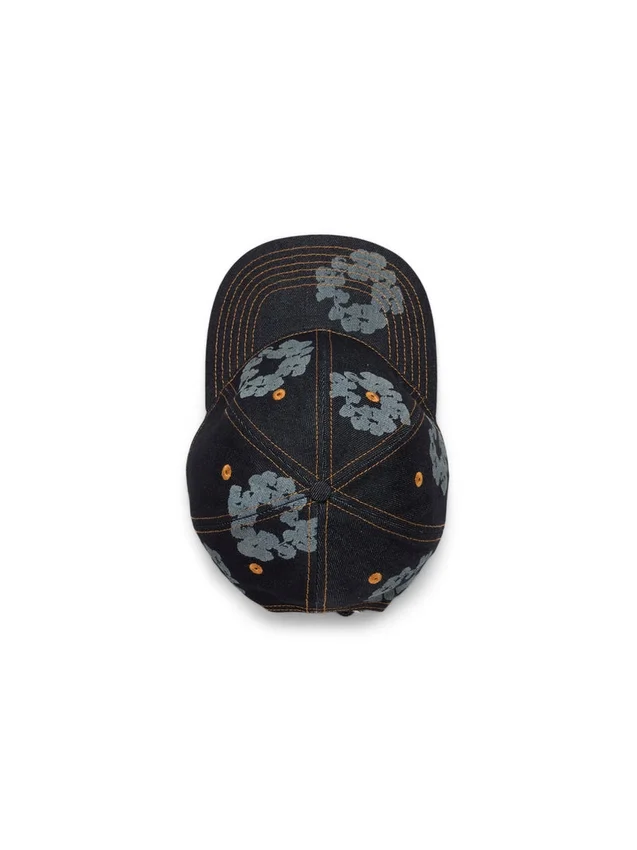 Casquette en Denim brut « Cotton Wreath » « Mono » – Indigo délavé