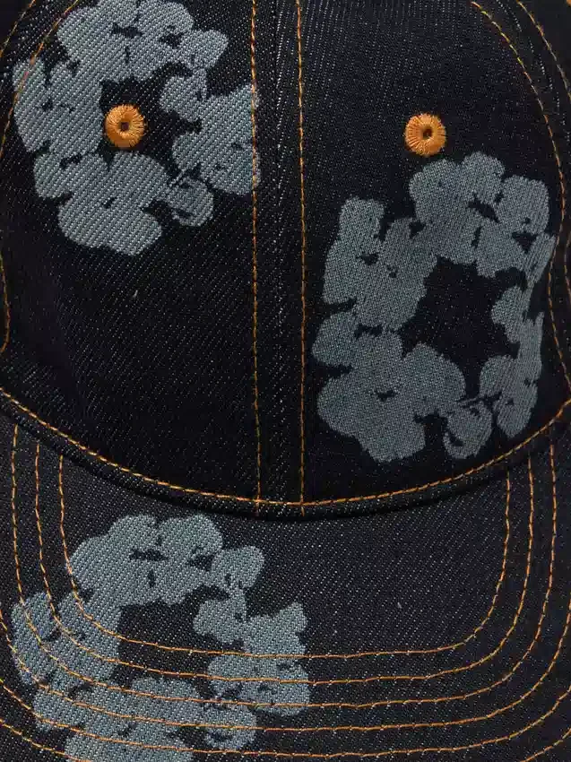 Casquette en Denim brut « Cotton Wreath » « Mono » – Indigo délavé