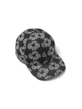 Casquette en Denim « Jacquard Wreath » noir délavé
