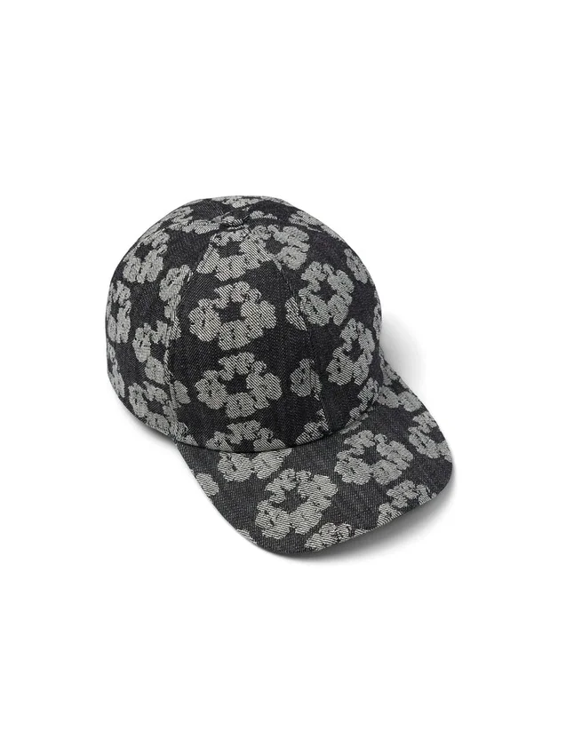 Casquette en Denim « Jacquard Wreath » noir délavé