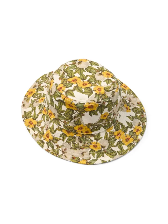 Chapeau de pêcheur en toile à motifs floraux DT, multicolore