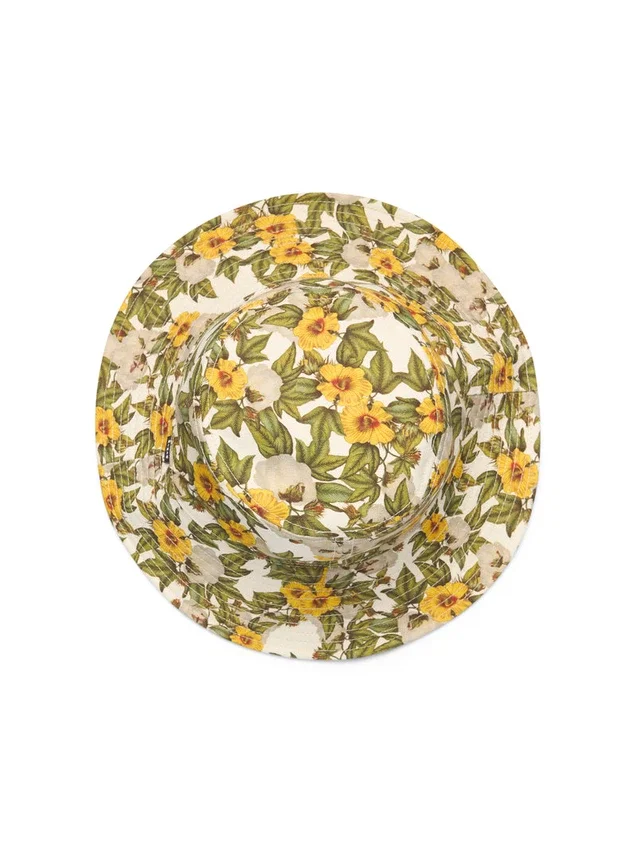 Chapeau de pêcheur en toile à motifs floraux DT, multicolore