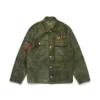 Chemise « Jungle » en cuir, vert militaire