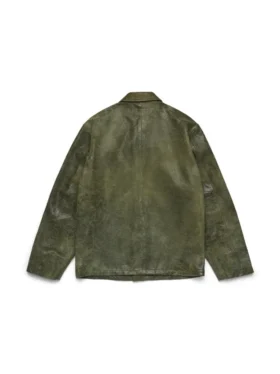 Chemise « Jungle » en cuir, vert militaire