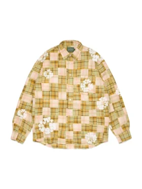Chemise à manches longues boutonnée « Cotton Wreath » en madras
