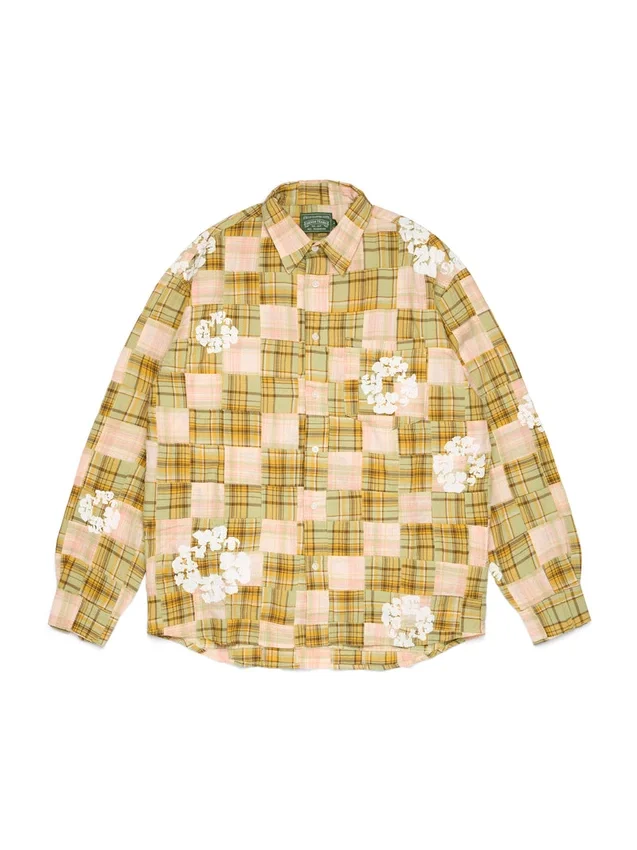 Chemise à manches longues boutonnée « Cotton Wreath » en madras
