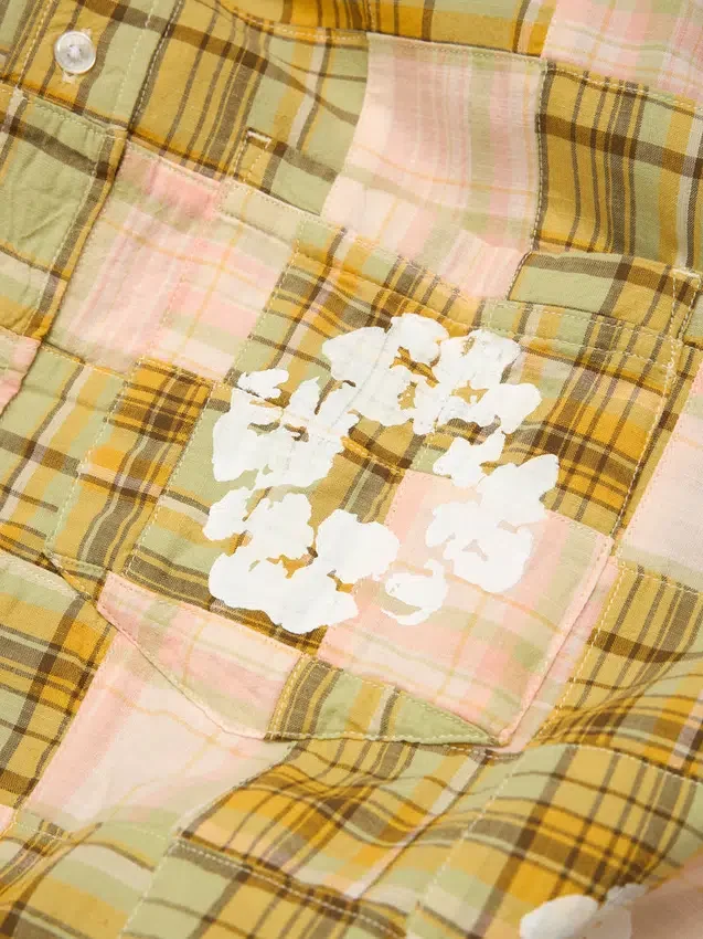 Chemise à manches longues boutonnée « Cotton Wreath » en madras