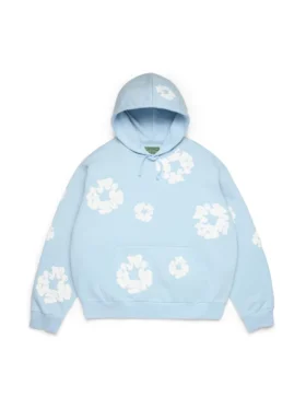 Cotton Wreath Hoodie bleu poudre