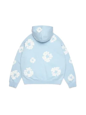 Cotton Wreath Hoodie bleu poudre