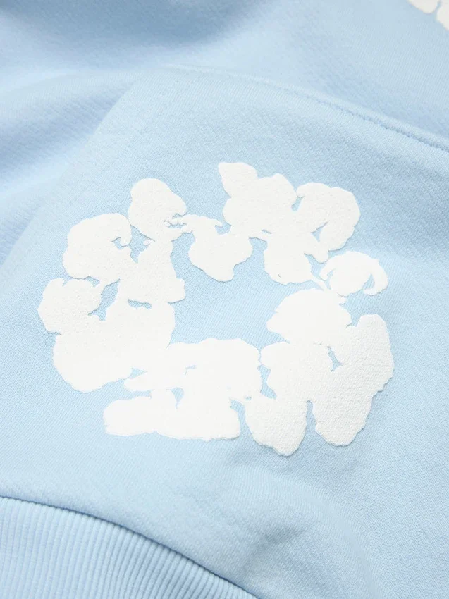 Cotton Wreath Hoodie bleu poudre