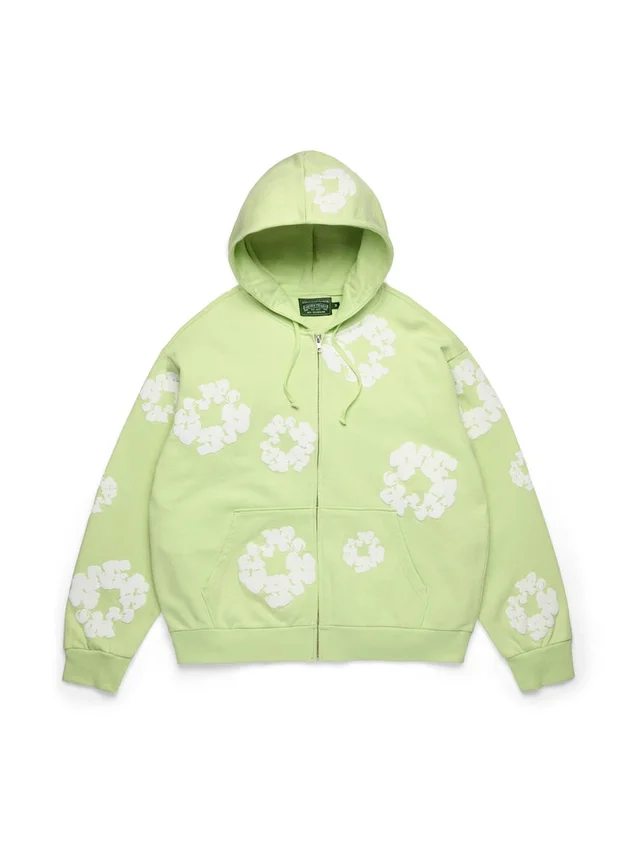 Cotton Wreath Hoodie zippé, couleur menthe