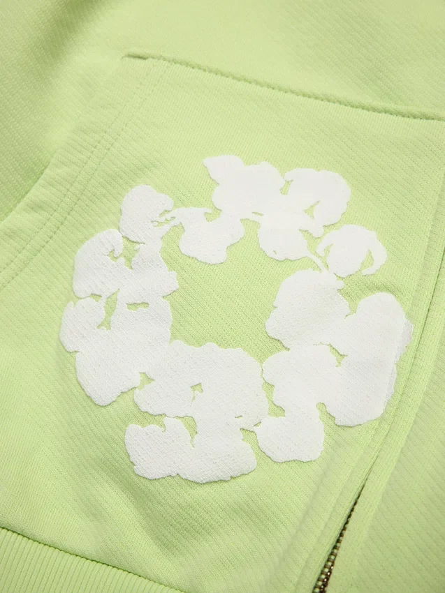 Cotton Wreath Hoodie zippé, couleur menthe