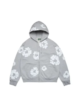 Cotton Wreath Hoodie zippé gris