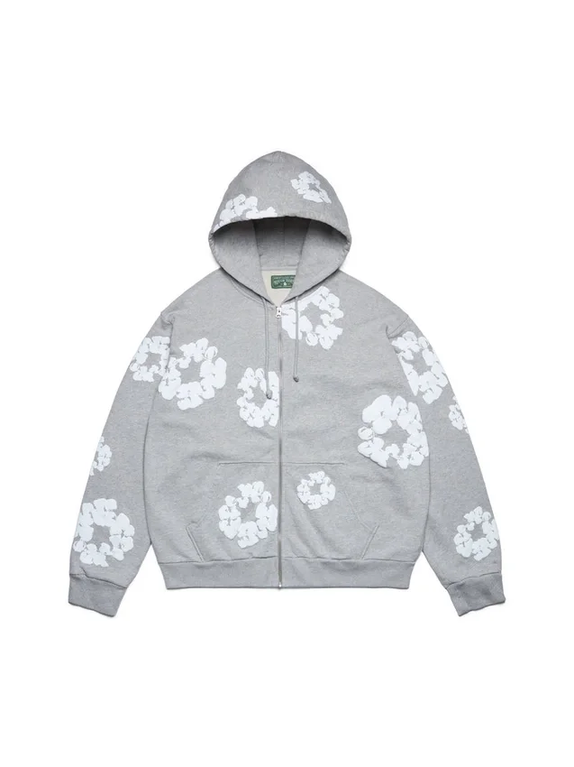 Cotton Wreath Hoodie zippé gris