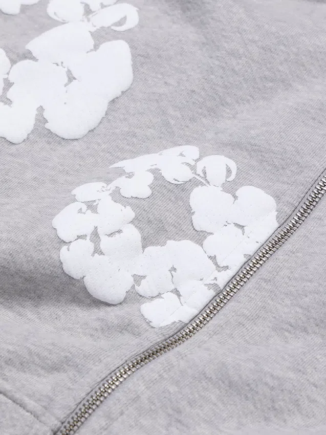 Cotton Wreath Hoodie zippé gris