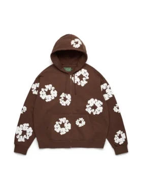 Cotton Wreath Hoodie zippé marron foncé