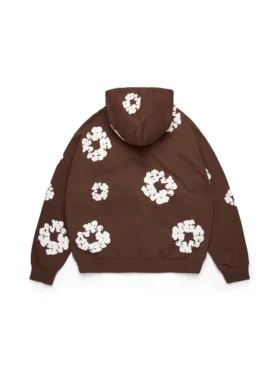 Cotton Wreath Hoodie zippé marron foncé