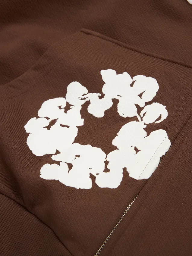 Cotton Wreath Hoodie zippé marron foncé