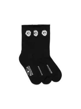 Lot de 3 paires de chaussettes en coton « Couronne de paix » noires