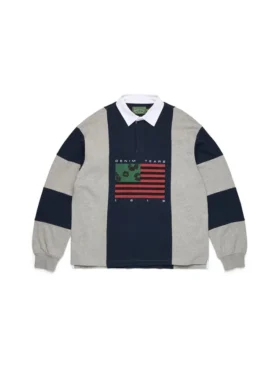 Maillot de rugby « Cotton Wreath » aux couleurs du drapeau panafricain, gris/bleu marine