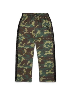 Pantalon de survêtement camouflage à paillettes et ourlet ouvert