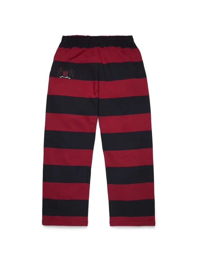 Pantalon de survêtement à ourlet ouvert « Striped Crest » rouge/bleu marine