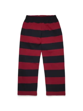 Pantalon de survêtement à ourlet ouvert « Striped Crest » rouge/bleu marine
