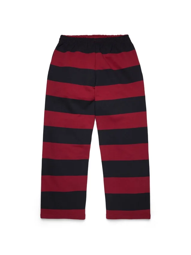 Pantalon de survêtement à ourlet ouvert « Striped Crest » rouge/bleu marine
