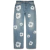 Pantalon en denim ample « Cotton Wreath » délavé clair