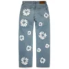 Pantalon en denim ample « Cotton Wreath » délavé clair